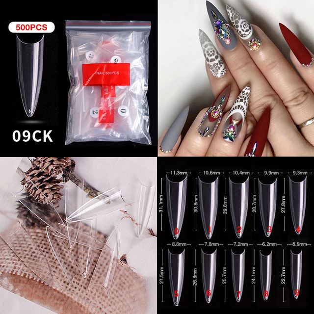 500pcs False Nail Extension Full Cover Fake Nails French False Nail Clear/White False Nail Tips Art Manicure Tool French Nail