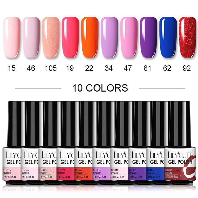 LILYCUTE 20/10/8pcs Set UV Gel Nail Polish Set 7ml Multicolor Semi-Permanent Long Lasting Led Gel Varnish Soak Off Nail Gel