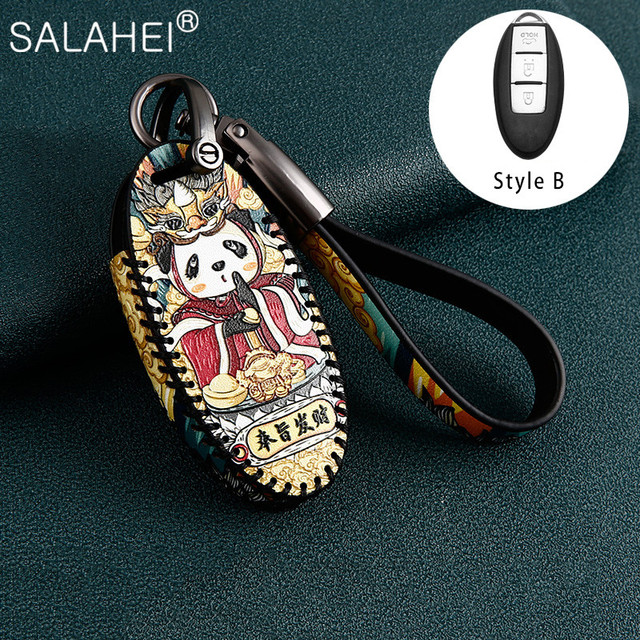 Leather Car Key Case For Infiniti Q50 QX60 Nissan Qashqai Juke J10 J11 X-Trail T32 T31 Kicks Tiida Pathfinder Note Design