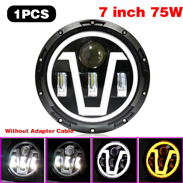 1pcs Running Light 45W/60W/75W/80W/90W Car Led 7 Inch Car Accessories Angel Eyes H4 Headlight For Lada Niva 4X4 Uaz Hunter Hummer