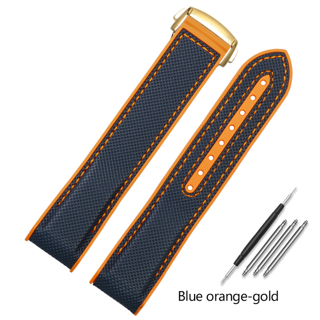 20mm 22mm Black Blue Orange Fabric Nylon Rubber Watch Band For Omega 300 Ocean Watchband Buckle Tools Silicone Strap