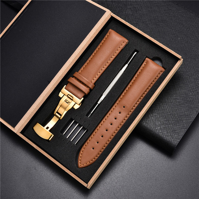 Leather Straps With Box For Samsung Galaxy Watch 4 40mm 44mm/4 Classic 42mm 46mm Active 2 Band Replacement Watchband Bracelet