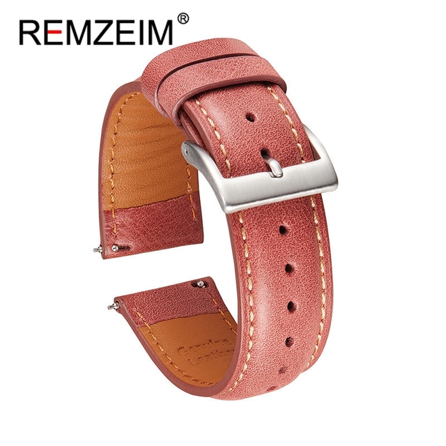 Calf leather watch strap 20mm 22mm quick release watchband for women men watch accessories solid buckle blue red green