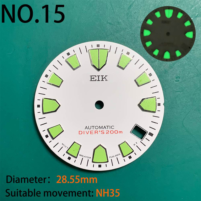 Nh35 watch double dial new C3 luminous modified craft watch skx007 SKX006 small millimeter 28.5mm abalone nh35 universal