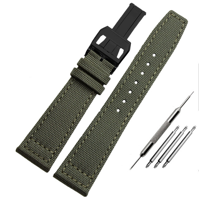 Nylon watch strap for IWC series, portuguese, pilot, 20mm, 21mm, 22mm, canvas, black, blue and green