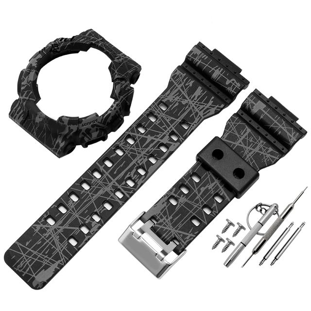 Watch Accessories Resin Strap Men Pin Buckle Strap Case for Casio G-SHOCK GA-110 GA-100 GD-1205146 5081 Waterproof Watch Band