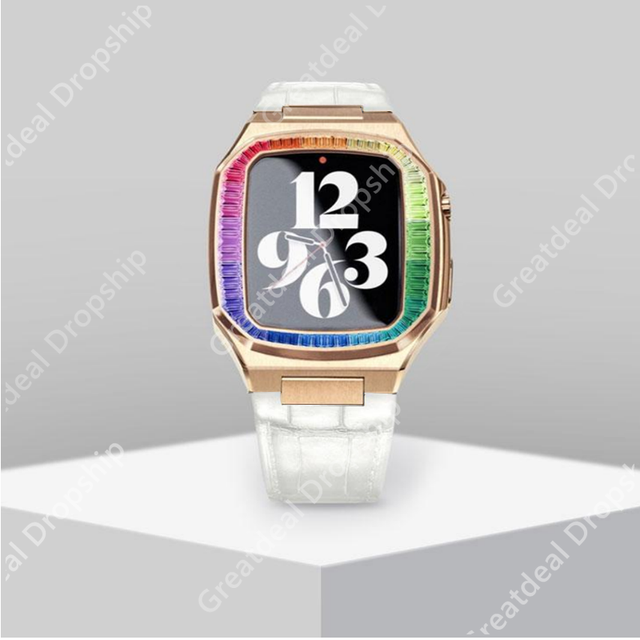 Diamond Luxury Watch Case For Apple Watch SE 44mm Stainless Steel Metal Mod Cover For IWatch SE 5 4 Series Mod Kit GEM