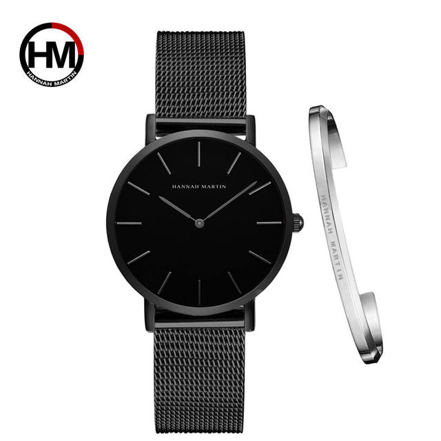 Women Watch 1 Set Bracelet Japan Quartz Simple Movement Waterproof Rose Gold Stainless Steel Mesh Ladies Watch relogio feminino