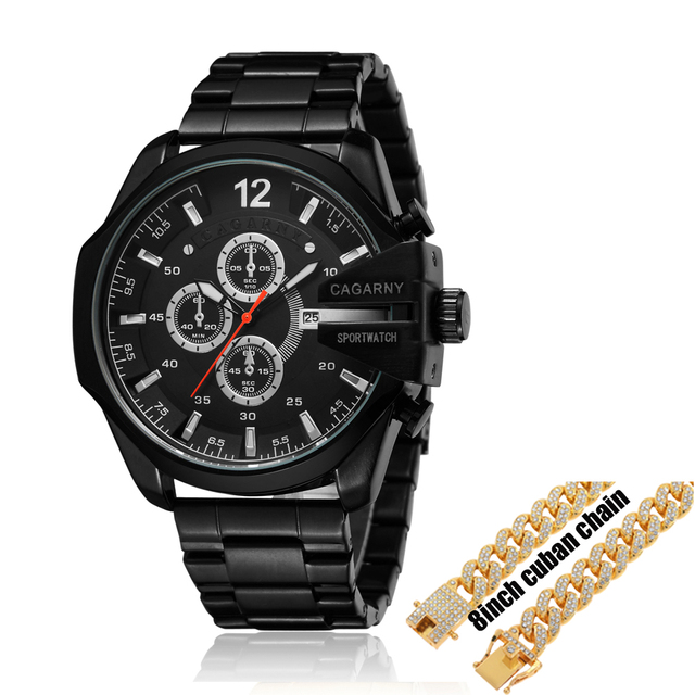 Men's Watches Luxury Brand Gold Steel Quartz Watch Men Cagarny Casual Men's Wrist Watch Military Relogio Masculino Dropship