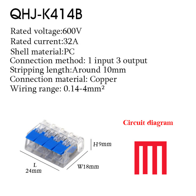 Wire Connector Small Quick Universal Compact Connector Spring Wire Cable Electrical Connectors Push In Terminal Block 412-415