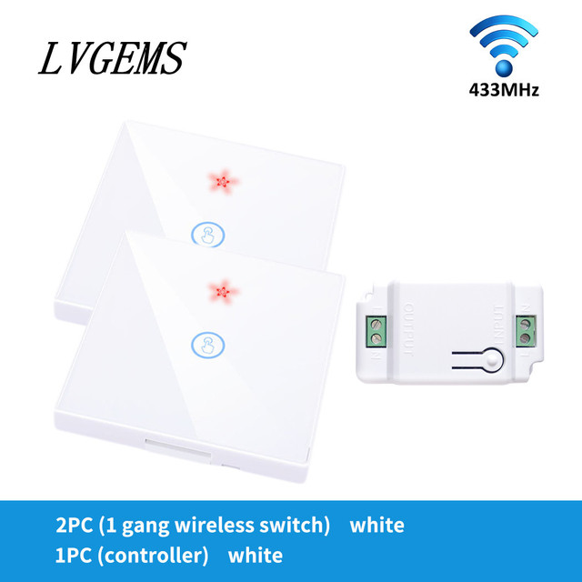 Wireless Switch with Touch Glass Panel, 1/2/3 Button, RF433Mhz, Smart Home Improvement, Wireless Remote Control, Controller, 90-240V