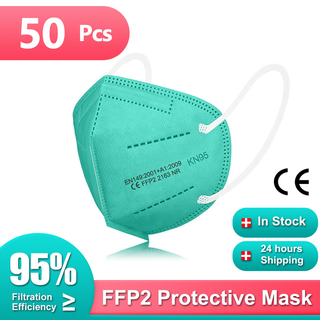 10-100 قطعة قابلة لإعادة الاستخدام KN95 أقنعة FFP2 Mascarillas FPP2 Masque نوير الكبار الأسود 5 طبقات قناع وجه واقي التنفس ffp2fan