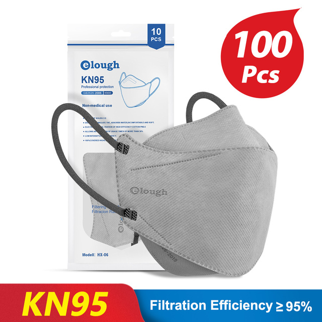 KN95 قناع 4 طبقات سلامة KN95 أقنعة غبار FFP2 تنفس تصفية FFP2Mask الوجه قناع واقٍ الغبار FFP2 FFP3