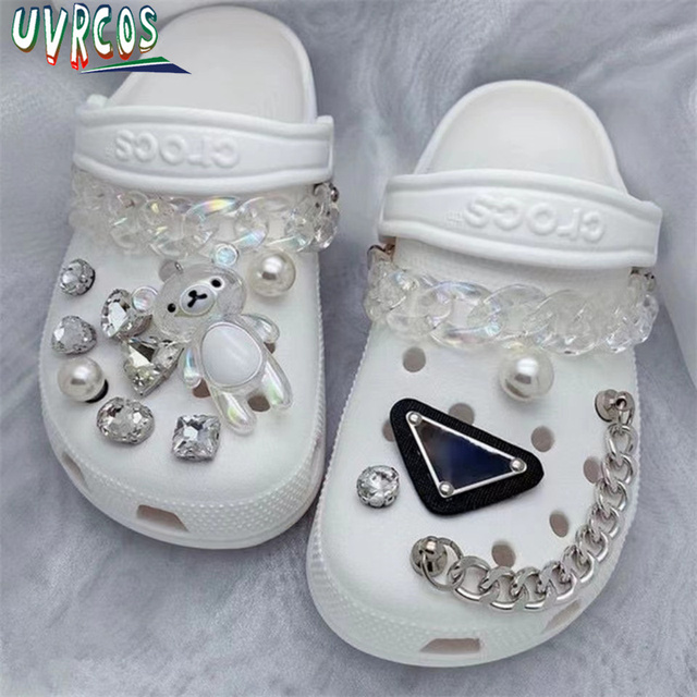 1 Set JIBZ Crocs Charms Designer Luxury Croc Charms for Girls Flower Shoes Rhinestone Accessories Anime Crocs Decoration New