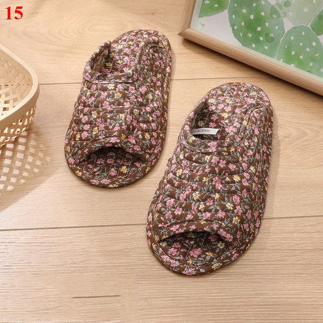 Small floral slippers pastoral fabric soft-soled household cotton slippers warm breathable non-slip light beautiful cotton slippers