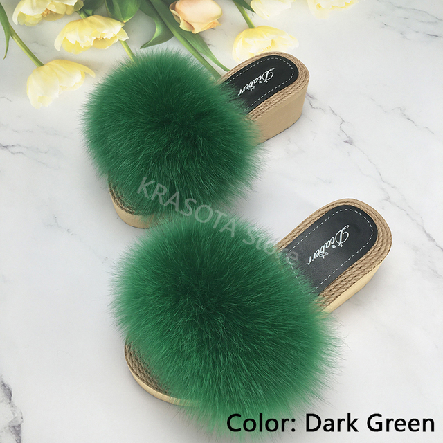 Luxury Woman Platform Shoes Women Wedges Slippers Female Fluffy Slippers Women's Sandals Heel Flip Flop Sandal Summer New 2022