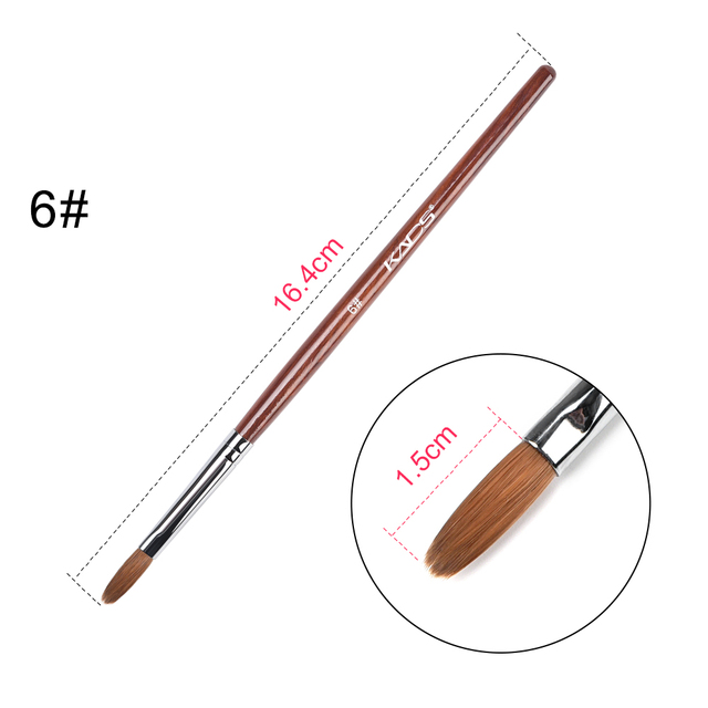 KADS Acrylic Nail Brush Curly Kolinsky Sable UV Nail Art Gel Extension Brush Manicure Flat Round Brush Red Wood Nail Brush