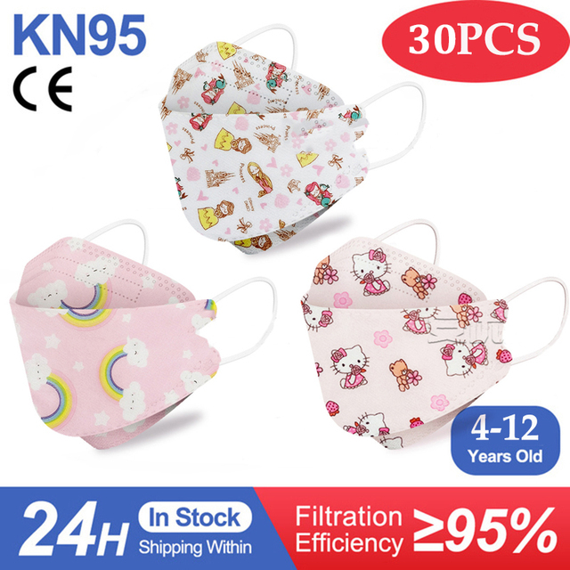 Kn95 Masks Kids fpp2 Approved Mask for Baby Fish Printed Cartoon Mouth Mask KN95 Mascarilla Infantil kf94fan ffp2fan Ninos