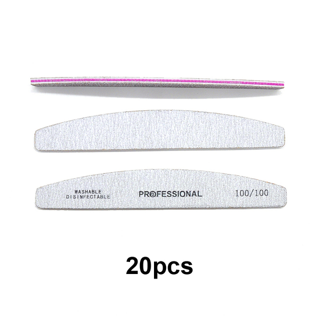 20/25/30/50/75pcs Gray Manicure Acrylic Professional Nail Files 80 100 180 Grit Double Sided Nails Art Tools (7.01 * 1.1in)