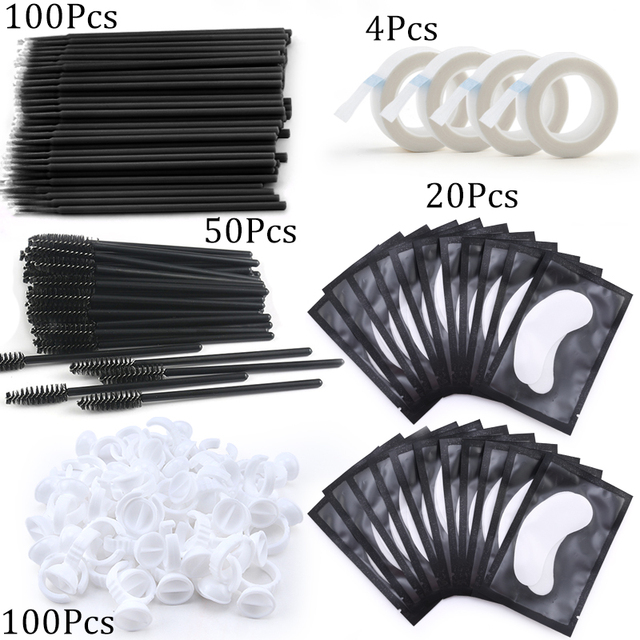 Eyelashes Extension Supplies Lashes Set Micro Brush Tape Glue Ring Eye Pad Disposable Mascara Applicator Eyelashes Tool