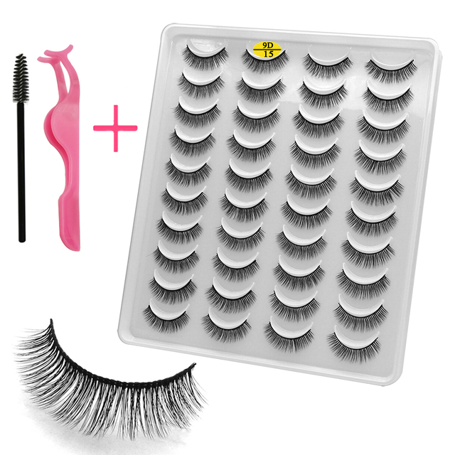 LE 20 Pairs Mink Eyelashes Fashion Handmade Cruelty-Free Soft Wispies 3D Fake Long Eye Lashes Extension False Eyelashes