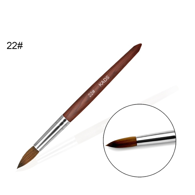 1pc Kolinsky Sable Acrylic Brush UV Gel Carving Brush Pen Liquid Powder DIY Nail Drawing Flat Round Red Wood Nail Art Brush