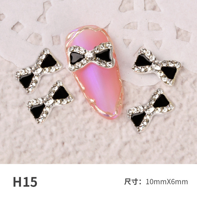 3pcs nail jewelry bow knot diamond rhinestone super flash Japanese net red hot nail decoration pearl diamond jewelry