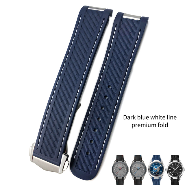 20mm Rubber Silicone Watch Strap Fit For Omega Seamaster 300 AT150 Aqua Terra Ultra Light 8900 Steel Buckle Watchband Bracelets