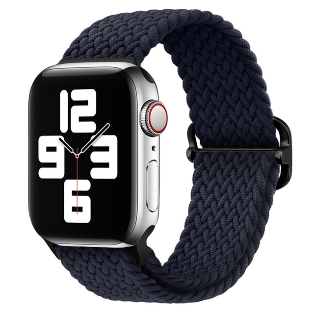 Braided Solo Loop Ring for Apple Watch 44mm 40mm 42mm 38mm Elastic Nylon Fabric Bracelet for iWatch 3 4 5 SE 6 Adjustable Buckle