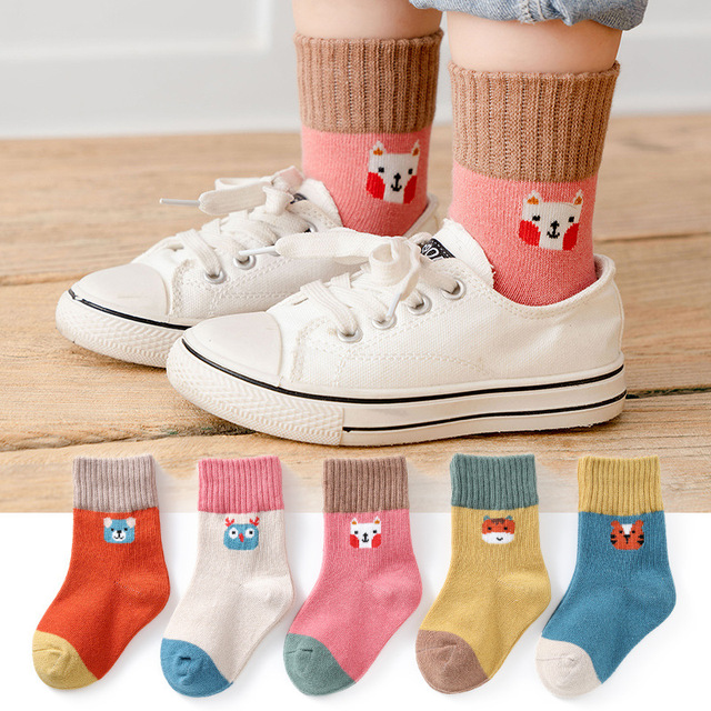 5pairs/lot Baby Boys Girls Socks Fashion Cartoon Animal Pattern Cotton Kids Socks 1-12 Years New Spring Autumn Socks for Boy