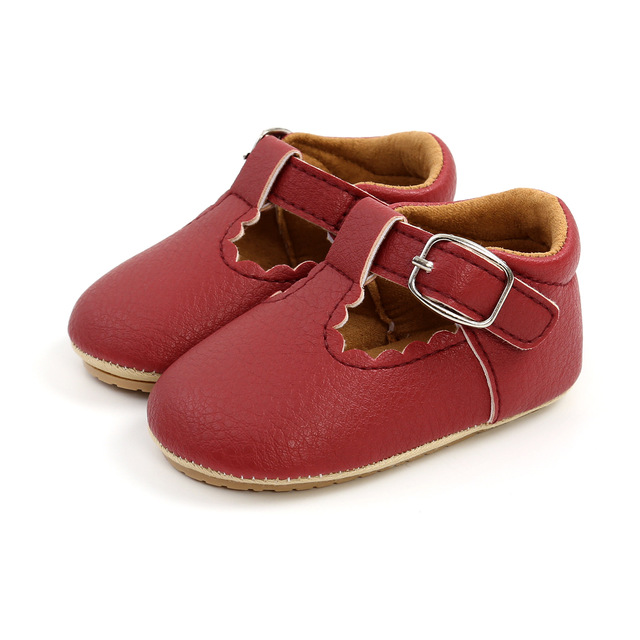 Newborn Baby Shoes Classic Leather Strap Boys Girls Multicolor Rubber Sole Infant Anti-slip First Walkers Shoes