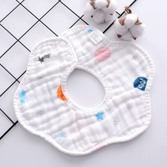 Baby Bibs 360 Degree Rotation 8 Layers Gauze Gauze Baby Kids Bandana Burp Cloth Soft Newborn Infant Saliva Towel Baby Stuff