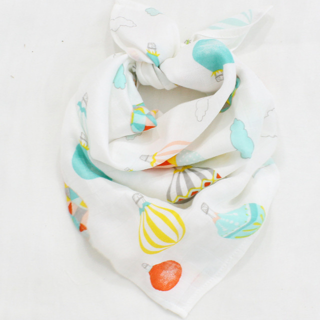 Bamboo Cotton Chiffon Bibs, 60 x 60cm, Multifunctional Burp Cloth Bibs, Soft Printed Baby Cloth