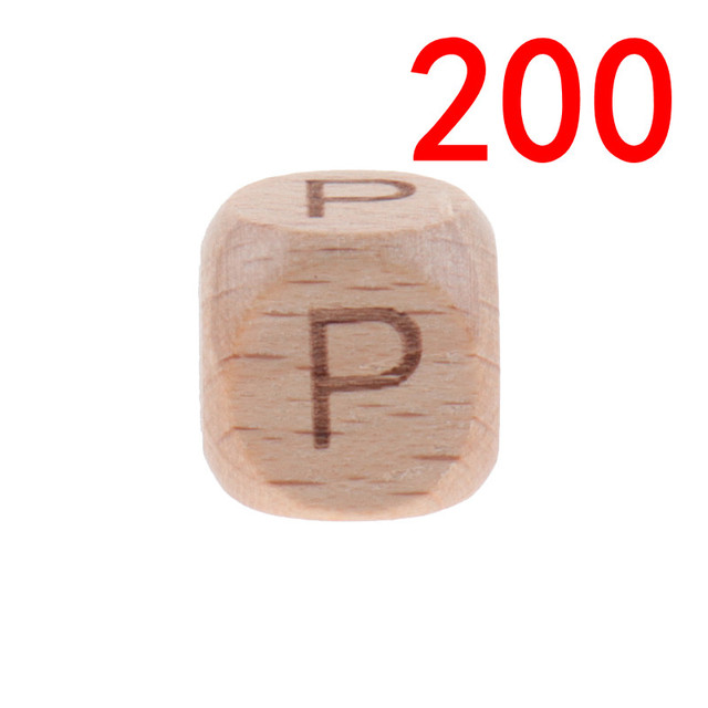 200pcs 12mm Beech Wooden Beads For Baby Wood Letters Bead Baby Teether Diy Beads With Silicone Teether Letters Alphabet