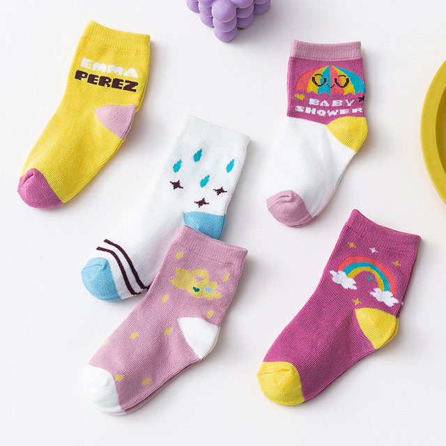 5pairs/lot 2022 Baby Socks for Kids Girls Boy Cotton Stripe Cartoon Animals Summer Baby Knitwear Socks Newborn Baby Clothes