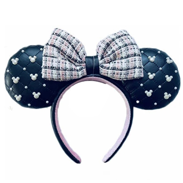 Original Disney Mickey Mouse Earphone Shanghai Disney Big Ears Bows Costume Headband Cosplay Plush Adult/Kids Headband Gift