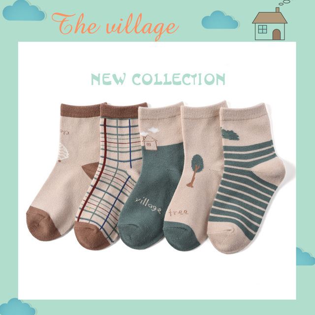 New 2021 5 Pairs Baby Socks Boys Girls Round Socks Fashion Comfortable Cotton Sock Baby Sock Clothes Gift Baby Socks