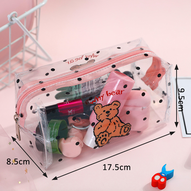 Fashion Transparent Women Cosmetic Bag Fruit Pattern Large Capacity Makeup Zipper Bag Waterproof Simple Travel Accessories