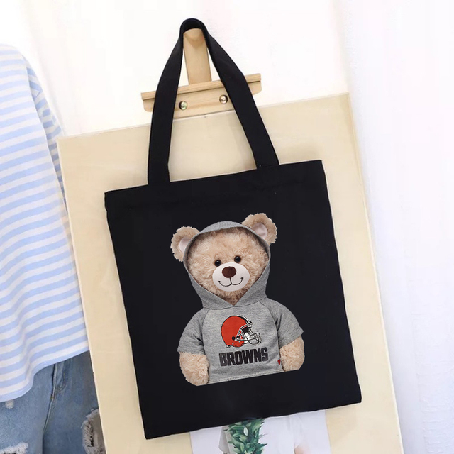 Women's Shopping Bag All-match Bear Chain Handbag Folding Reusable Canvas Shopper Harajuku Style Bag New Student Canvas Tote Bag