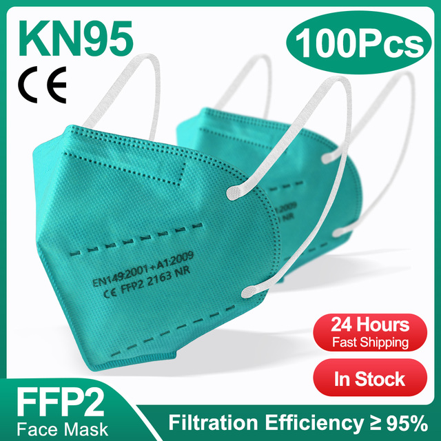 10-200 قطعة معتمد kn95 قناع fpp2 Mascarillas ffp2 homology ada ffp2fan 5 طبقات واقية أقنعة الوجه الأسود قناع جهاز التنفس