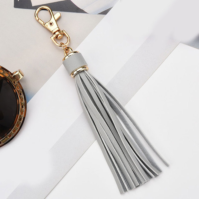 Fringe PU Leather Tassel Keychains Rhodium Key Holder Metal Key Charm Key Ring Bag Auto Car Pendant Hot Sale Jewelry