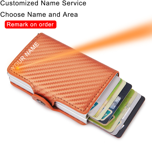 RFID Blocking Protection Men ID Credit Card Holder Wallet Leather Metal Aluminum Business Bank Card Credit Card Case