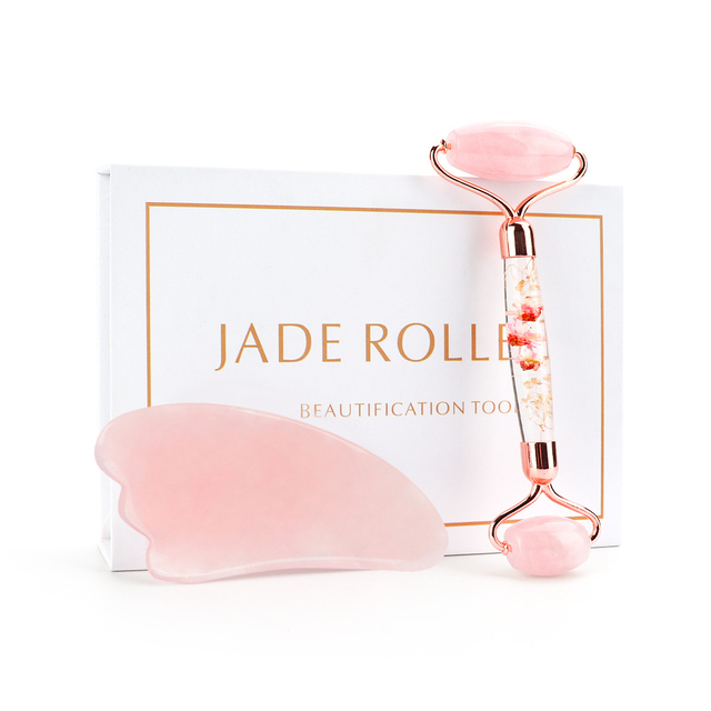 Natural Facial Massager Gua Sha Scraper Double Headed Jade Roller Jade Roller Skin Care Rose Quartz Face Massager Face Lifting Health Beauty Tools