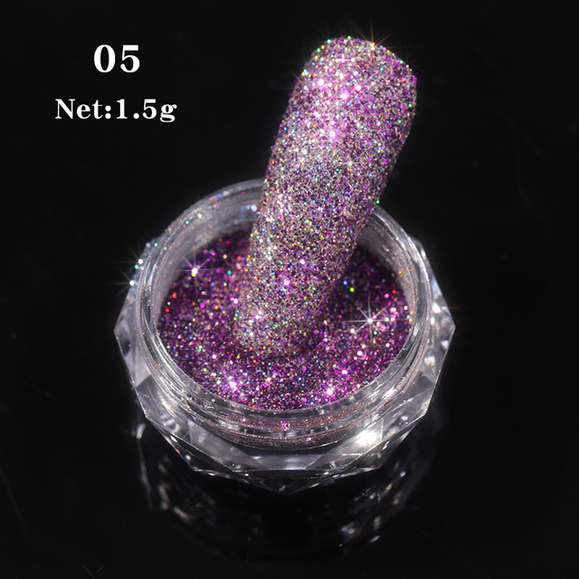 Gold Sliver Nail Reflective Crystals Powder Rainbow Glitter Shiny Pigment Iridescent Glass Micro Drill Nails Art Decoration