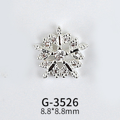 New Nail Art Real Gold Snowflake Zircon Ornaments Exquisite Snowflake Zircon Christmas Style Snowflake Pendant G-3511