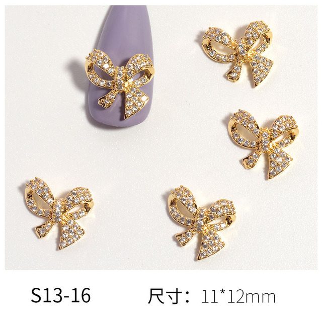 Full Diamond Love Zircon Bowknot Pearl Color Preservation Super Flash Luxury Pendant Nail Decoration Diamond