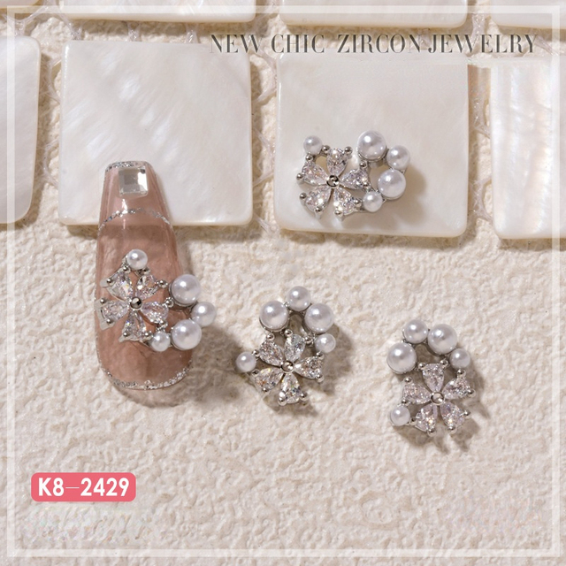 Nail Art Zircon Jewelry Bowknot Pearl Accessories Explosive Flower Color Preserved Decorative Diamond Nail