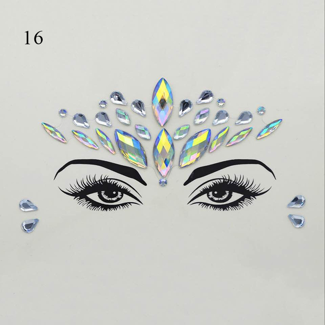 3D Sexy Face Tattoo Stickers Face Decoration Temporary Tattoo Glitter Fake Tattoo Rhinestones for Woman Party Face Jewelry Tattoo