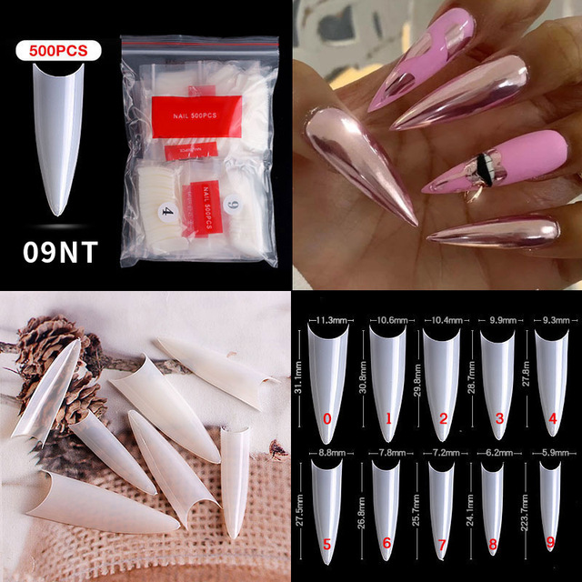 500pcs False Nail Extension Full Cover Fake Nails French False Nail Clear/White False Nail Tips Art Manicure Tool French Nail