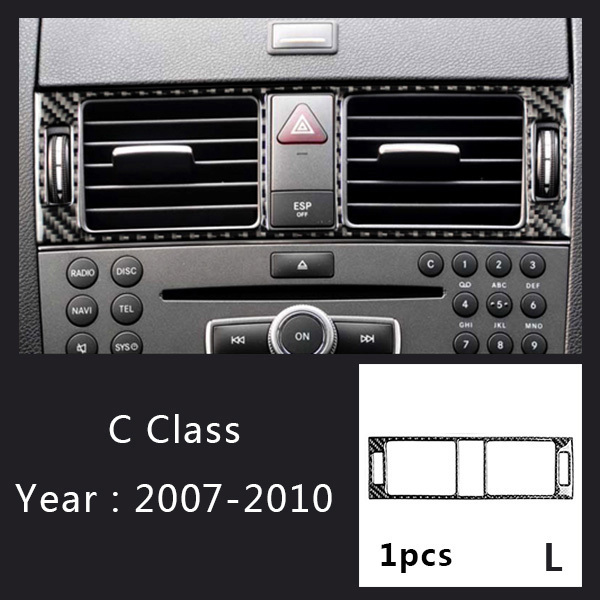 ألياف الكربون لمرسيدس بنز C الفئة W204 سيارة الداخلية gear shift تكييف الهواء CD لوحة القراءة غطاء خفيف تقليم ملصقات السيارات